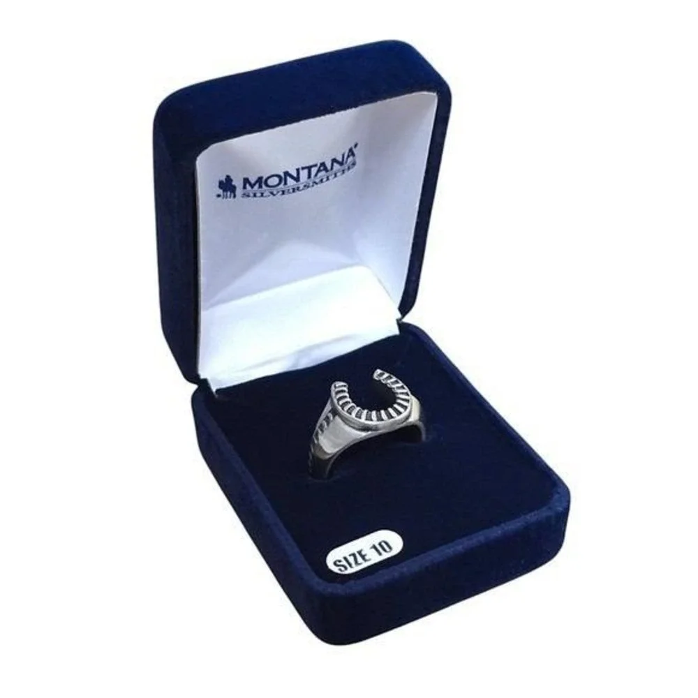 Montana Silversmiths Men's Striking Edge Lucky Horseshoe Ring Size 10 Retail $70
